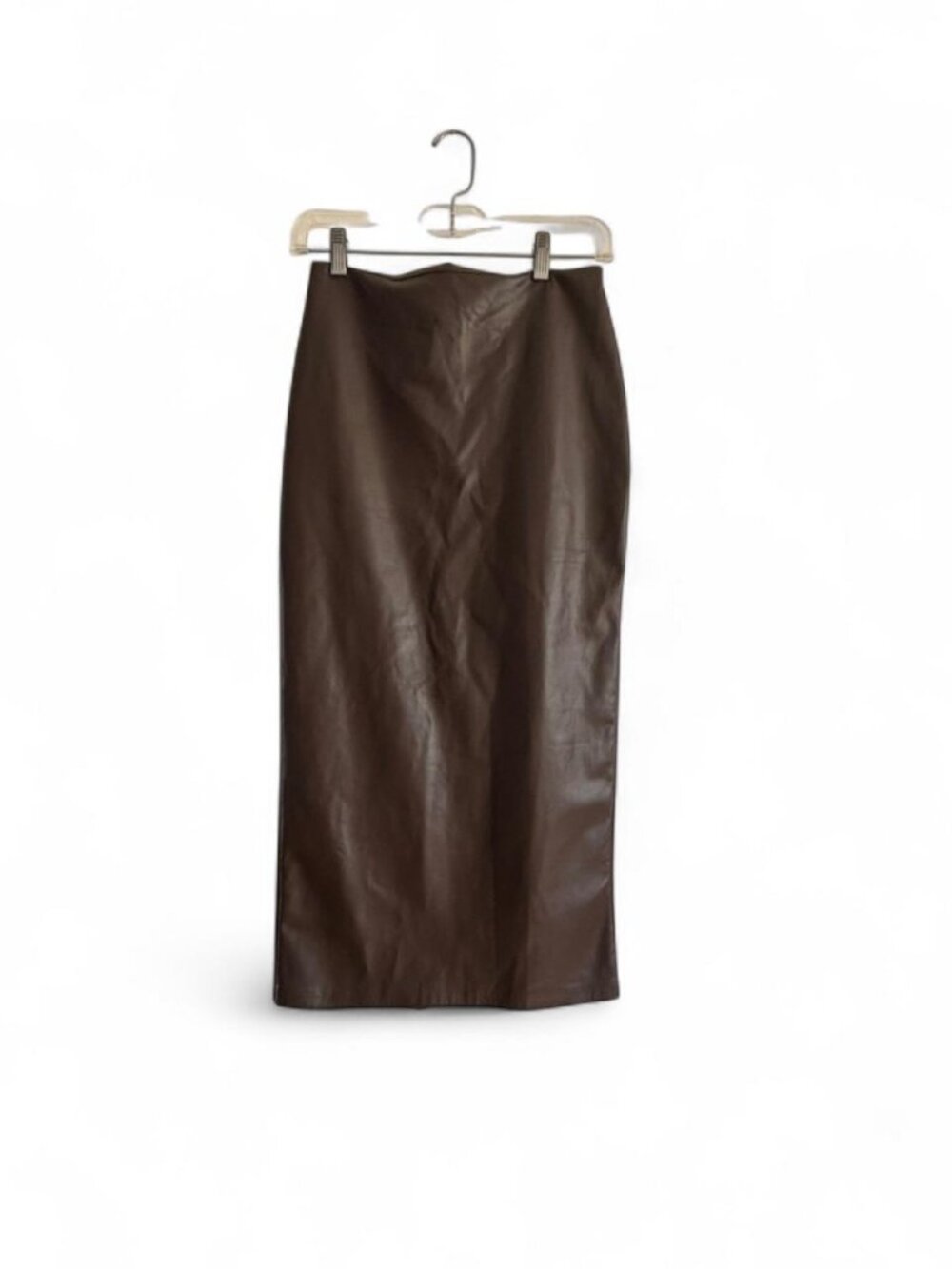 LBLC The Label - Revolve Brown Faux Leather Midi Pencil Skirt Size S